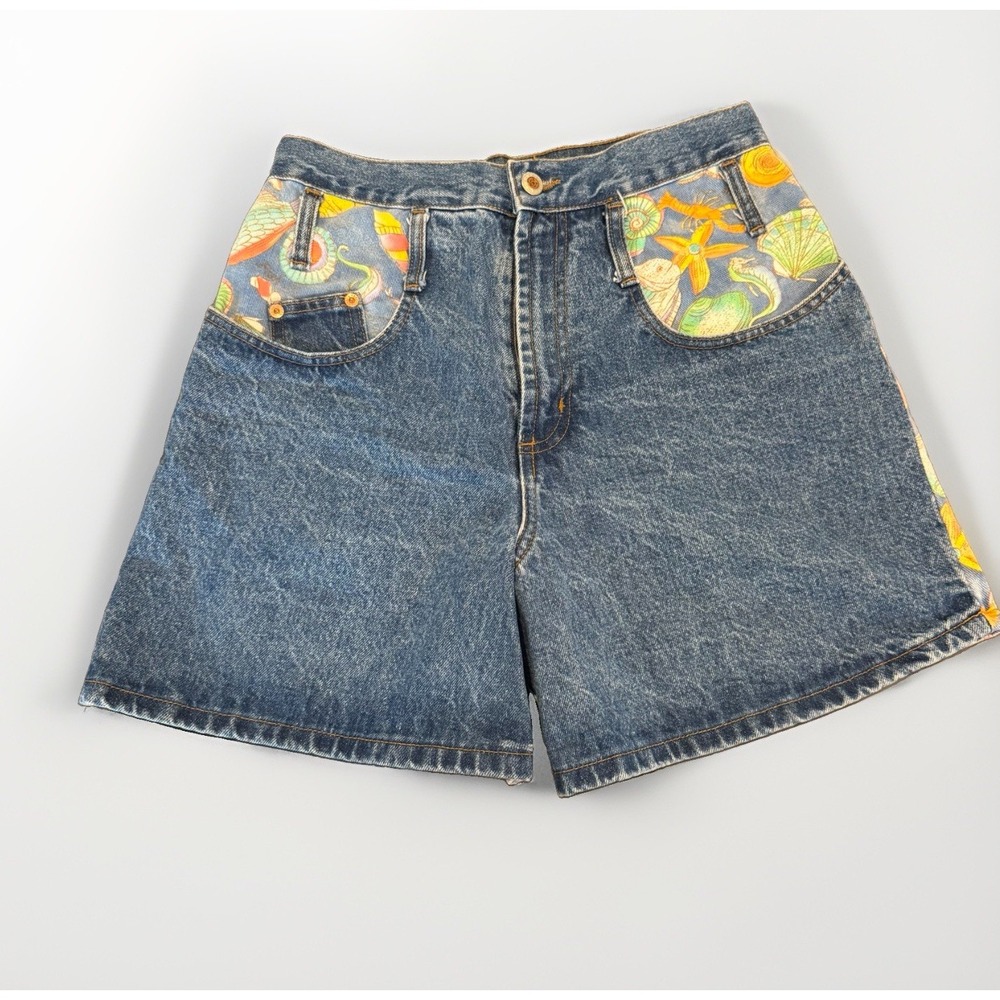 Vintage Steel Jeans Colorful  90s Jean Shorts Made in USA 9 AOP Seashell Ocean